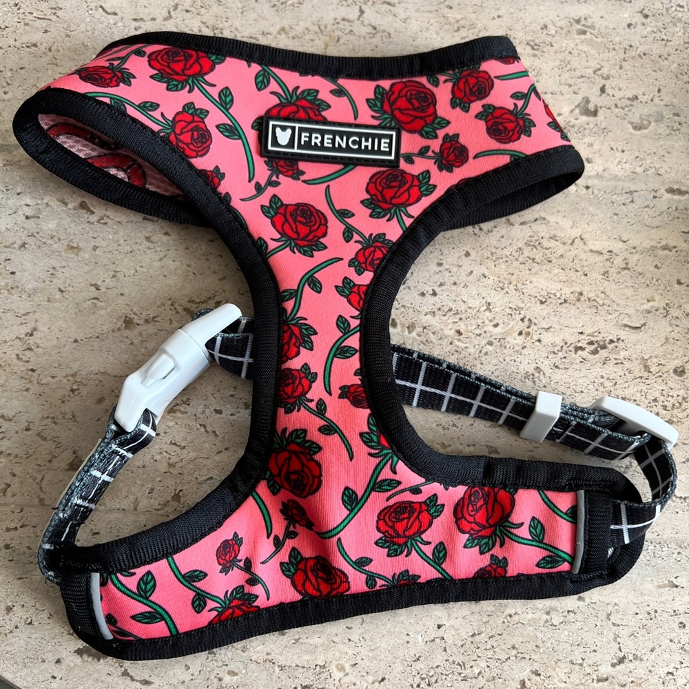 Frenchi Pink Rose Pattern Dog Harness - Floral Comfort Harness
